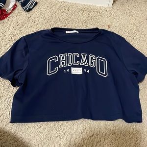 navy blue romwe chicago cropped top, size medium